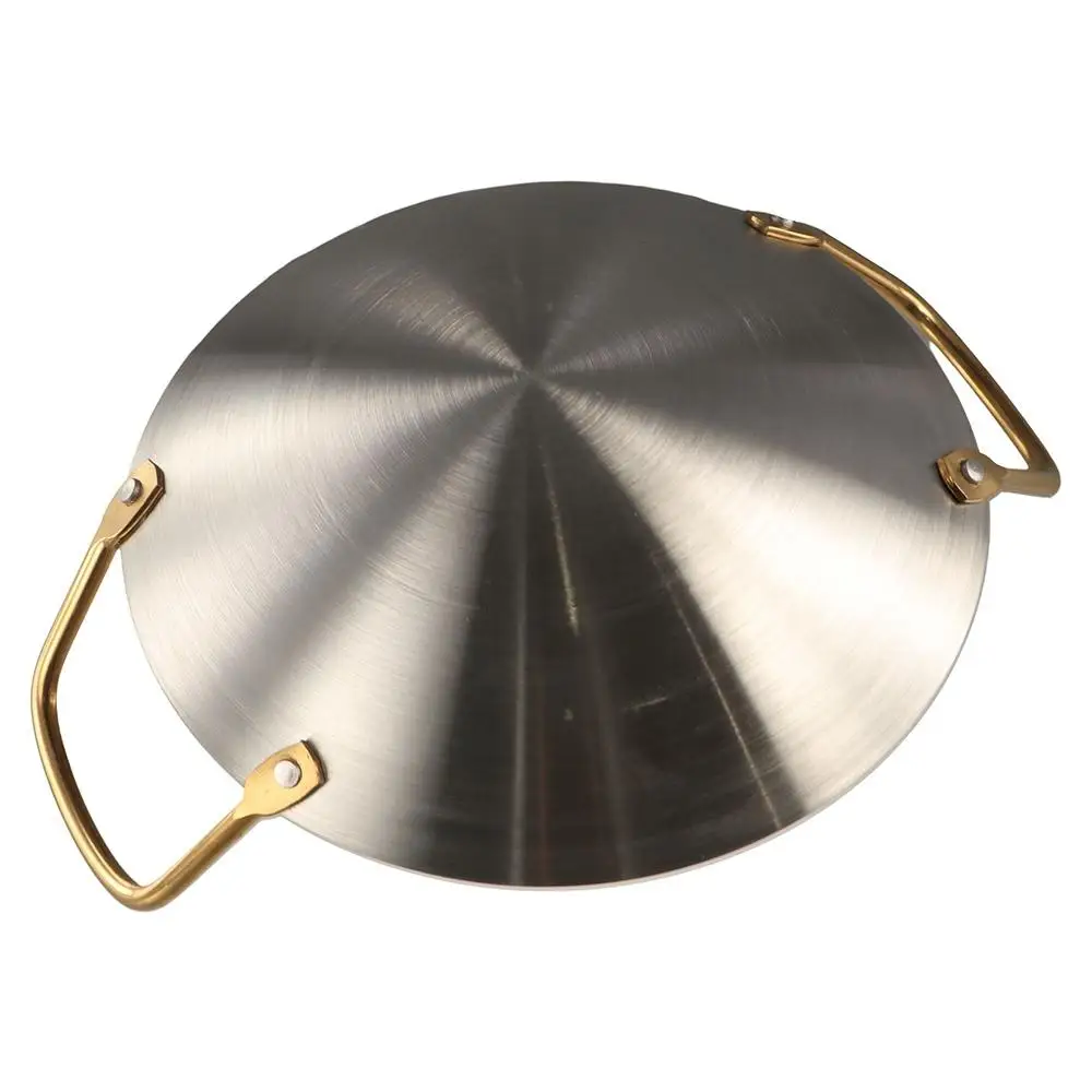 Hot Pot Stainless Steel Dry Pots Round Bottom with Two Golden Handles Soup Pan Korean Saucepan Ramen