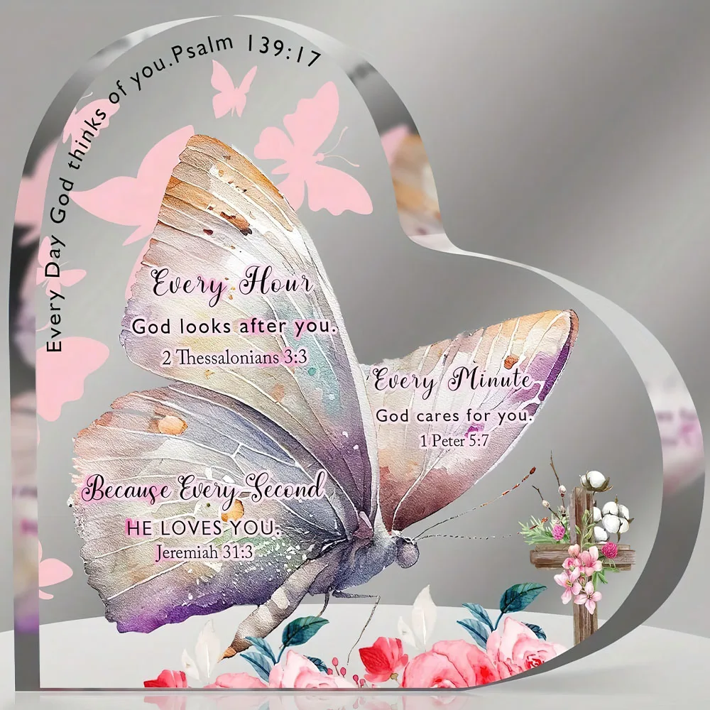 1pc Acrylic Christian Women's Gift Bible Verse Prayer Inspiration Gift Desktop Decoration Carving Love Religious Gift Birthday