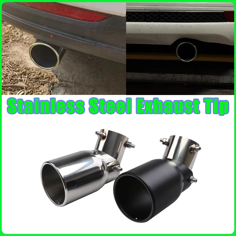 

Universal Stainless Steel Exhaust Tip 63mm/3.5"89mm Adjustable Fit for Car SUV Single Rolled Edge Exhaust Pipe Tip with Bolt-On