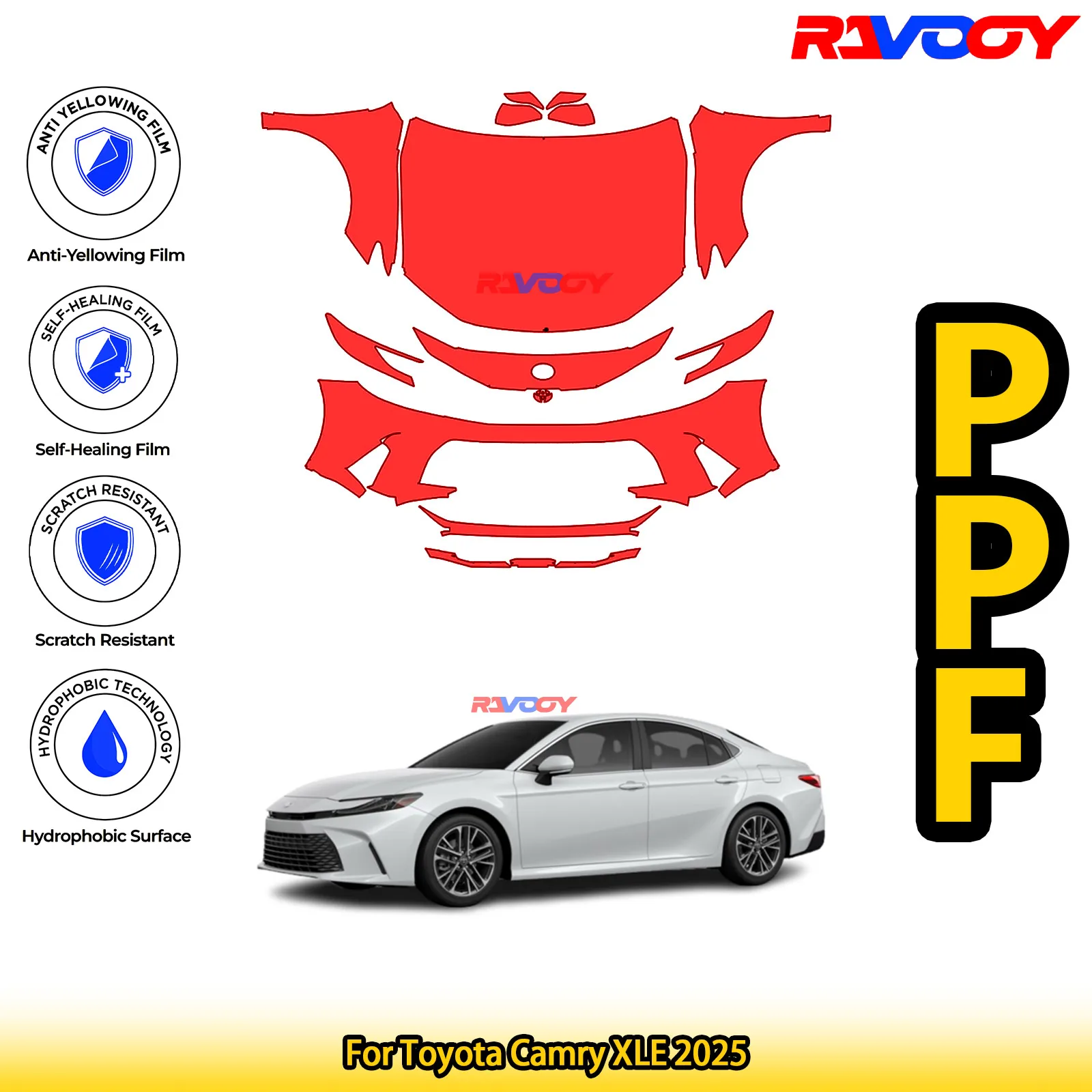 

For Toyota Camry XLE 2025 Glossy Matte Black Precut front PPF Kit Paint Protection Film