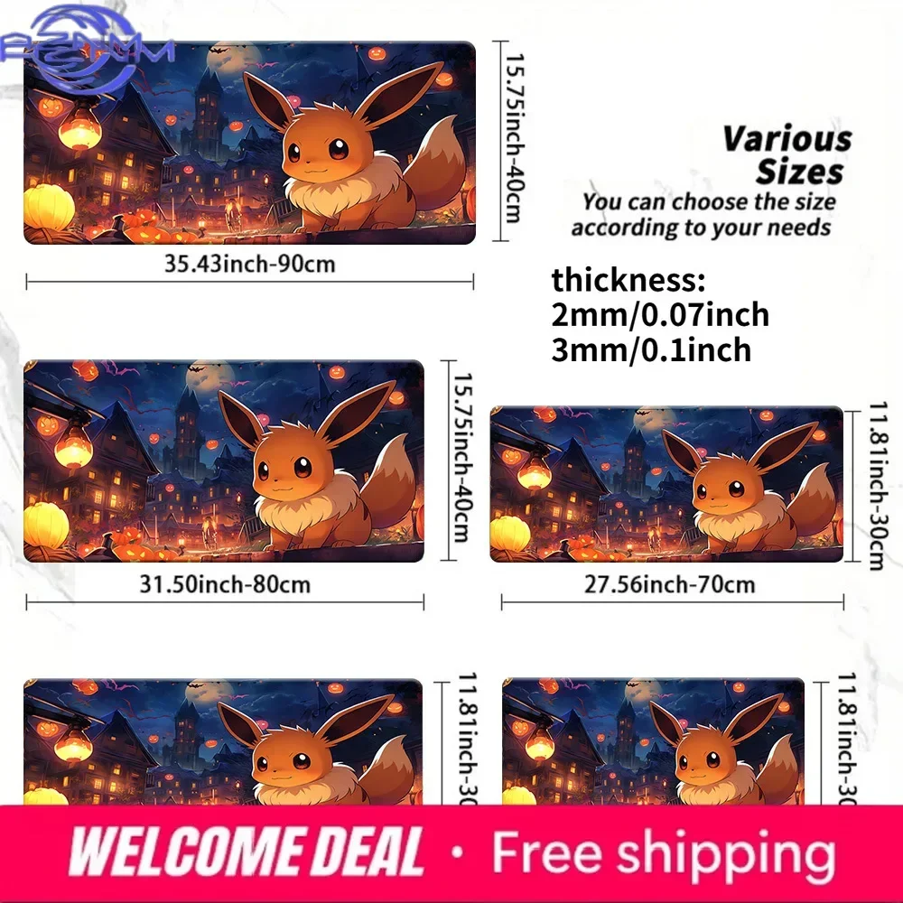 Cute Brown Cartoon Creature Halloween Town Night Scene Mouse Pad Rubber Non Slip Desk Mat for Gaming Computer Table Decor