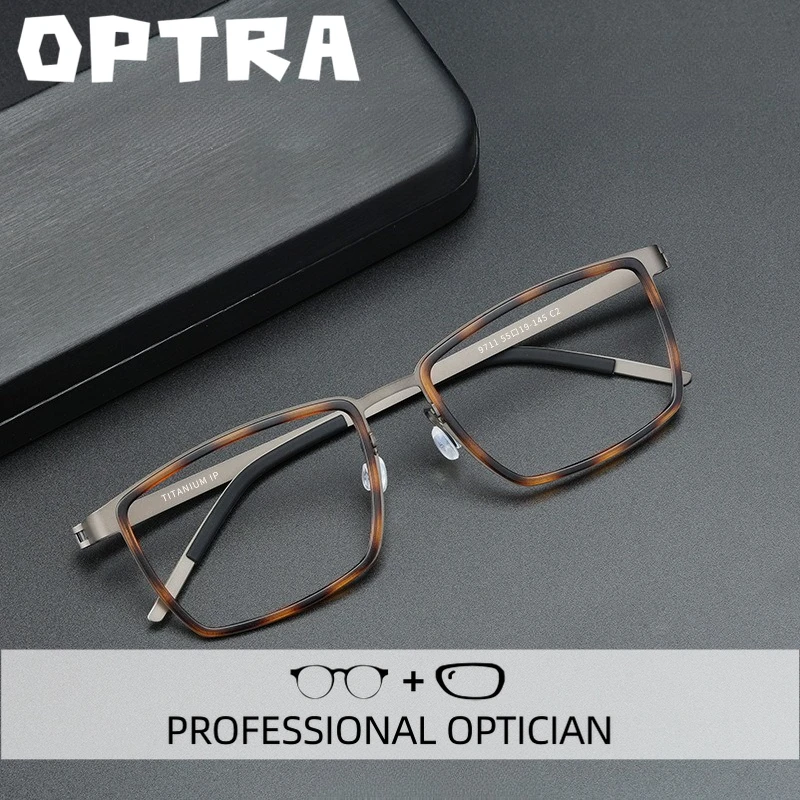 

OPTRA Titanium Ultralight Scratch Resistant Reading Glasses Men Anti Blue Ray Eyeglasses Customized Prescription Optical Eyewear