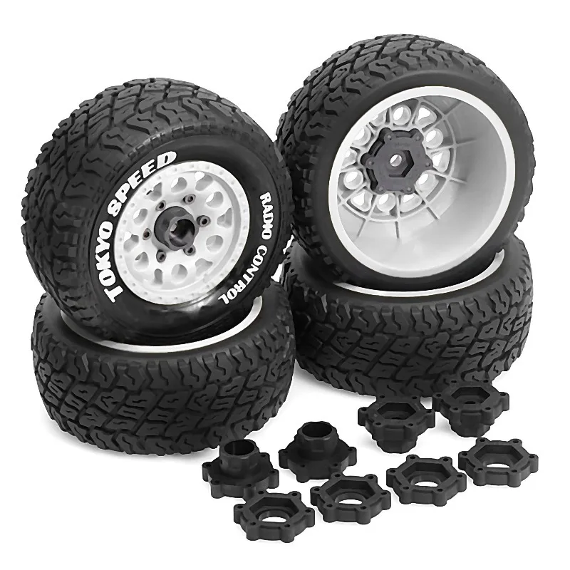 Pneus de camion de parcours court 1/10, roue hexagonale de 12mm 14MM 17MM pour Slash Arrma Senton HuanQi 727 Vkar 10sc Hpi Rc Car, 4 pièces