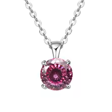 Classic Yellow Gold Cubic Zirconia Pendant 18K Silver Plated - Silver 100Cut Pink