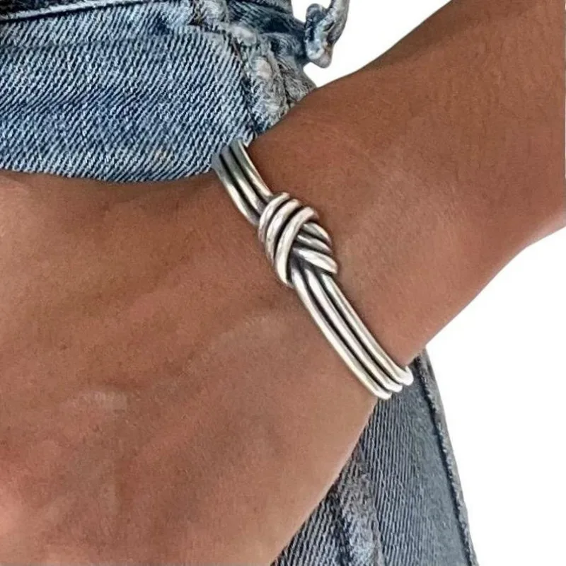 1 Piece of Vintage Bracelet Minimalist Style Three Silver Color Metal Lines Adjustable Bracelet Women's Daily Commuting Jewelry