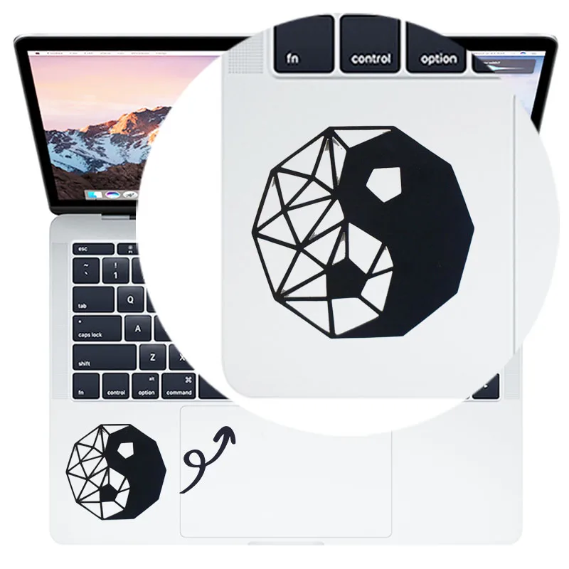 Yin Yang Geometric Symbol Vinyl Trackpad Laptop Stickers for Macbook Pro Air Retina 13 15