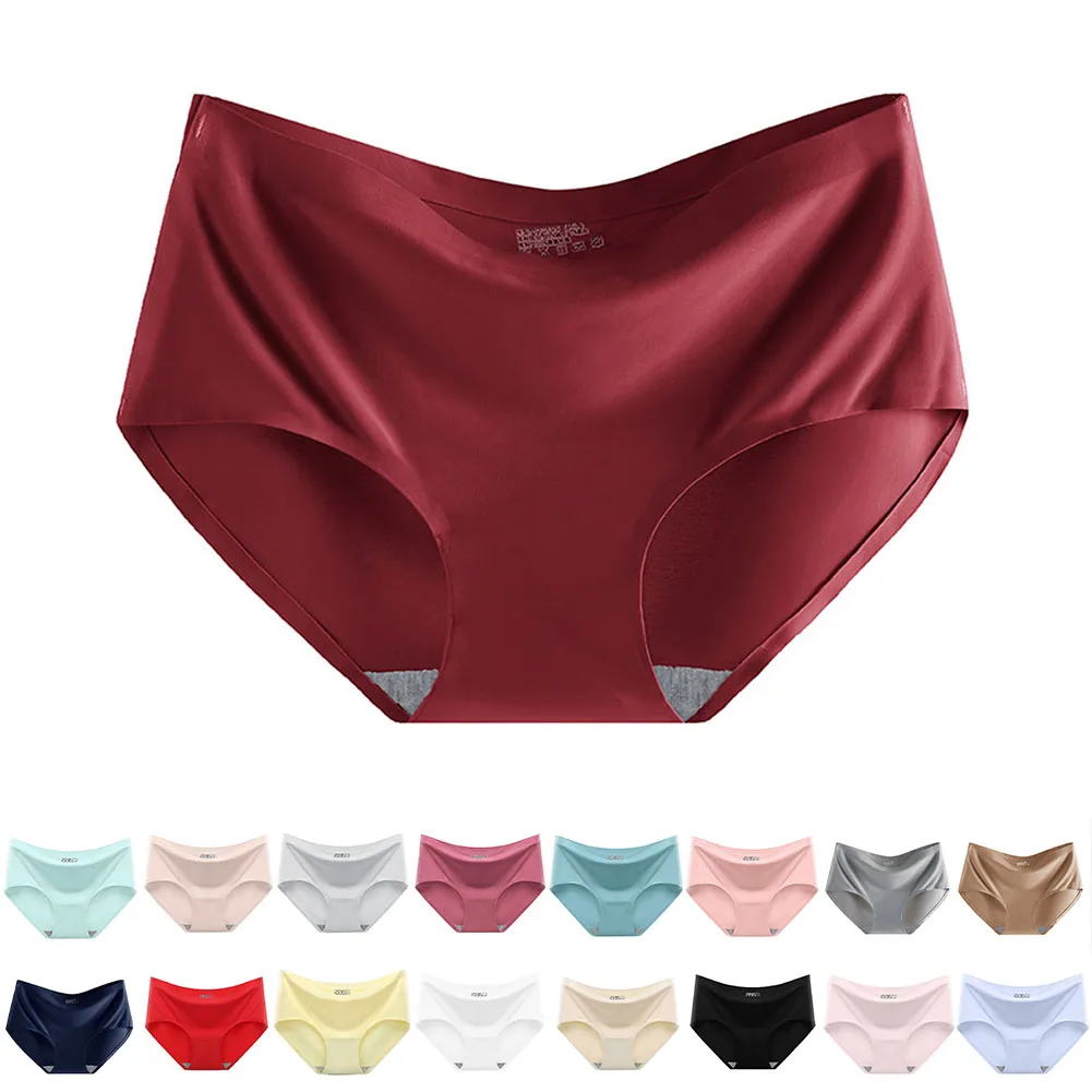 Women Ladies Daily Menstrual Leak Proof Underwear Seamless Ice Silk Panties Comfortable Brief Underpant