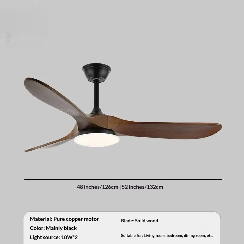 OEM Custom 52" Metal Strong Airflow LED Fan Light Remote Control Living Room Electric Ceiling Fan Light view 5
