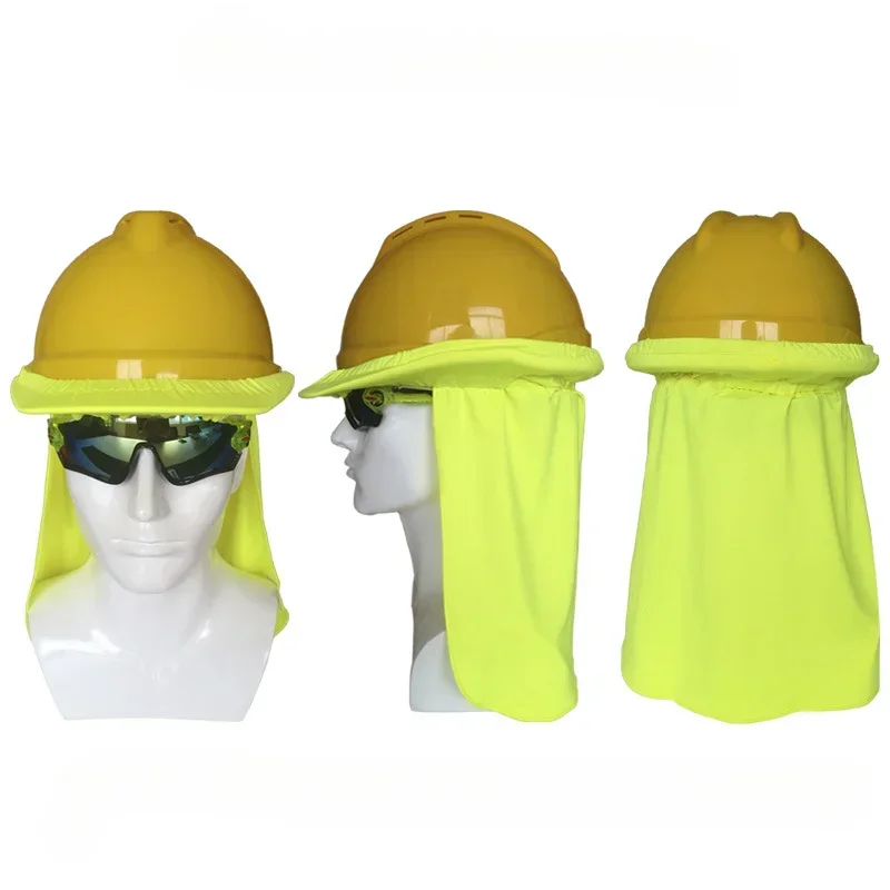 

Reflective Stripe Safety Hard Hat Neck Shield Helmets with Summer Shade Useful for Construction Workers
