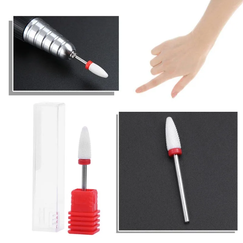 Brocas giratorias de cerámica para uñas, cortador de cutículas, aparato de fresado para accesorios de manicura, removedor de Gel, herramienta para uñas, 5 uds.