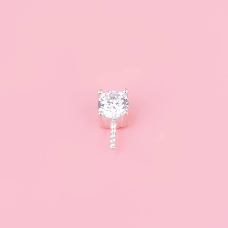 لؤلؤ صناعة يدوية نصف تشطيب حامل دلاية ماسية واحدة ، قلادة فضة إسترليني S925 ، إكسسوارات سهلة الاستخدام #5