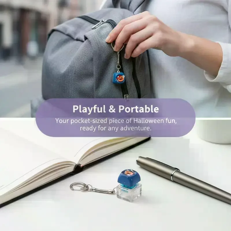 Halloween Keyboard Keychain Mechanical Button Fidget Key Switch Caps Finger Toys Relief Stress Small Gifts Car Key Ring