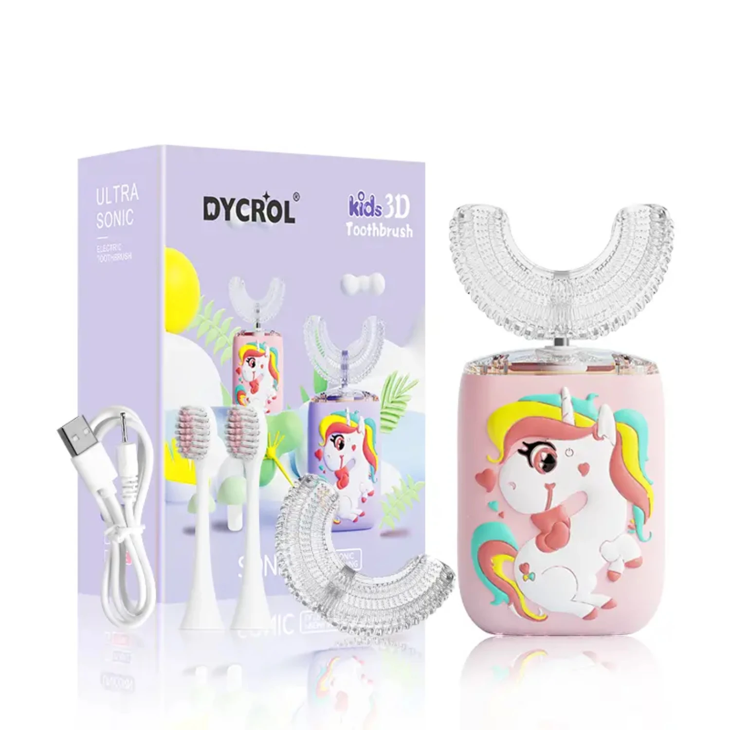 Gentle and Soft Rechargeable Kids Electric Toothbrush with 5 Ideal Modes for Kids and Toddlers - U Shaped Design - 1pc