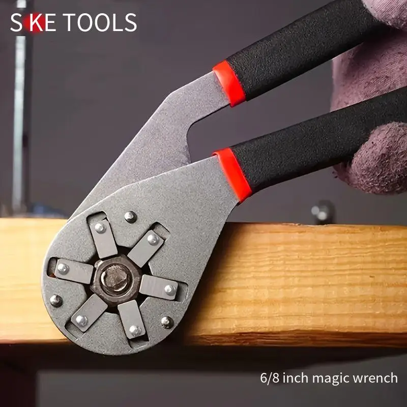 6/8 Inch Magic Wrench Household Maintenance Adjustable Wrench Twisting Hand Clamping Socket Outer Hexagonal Multifunctional Tool
