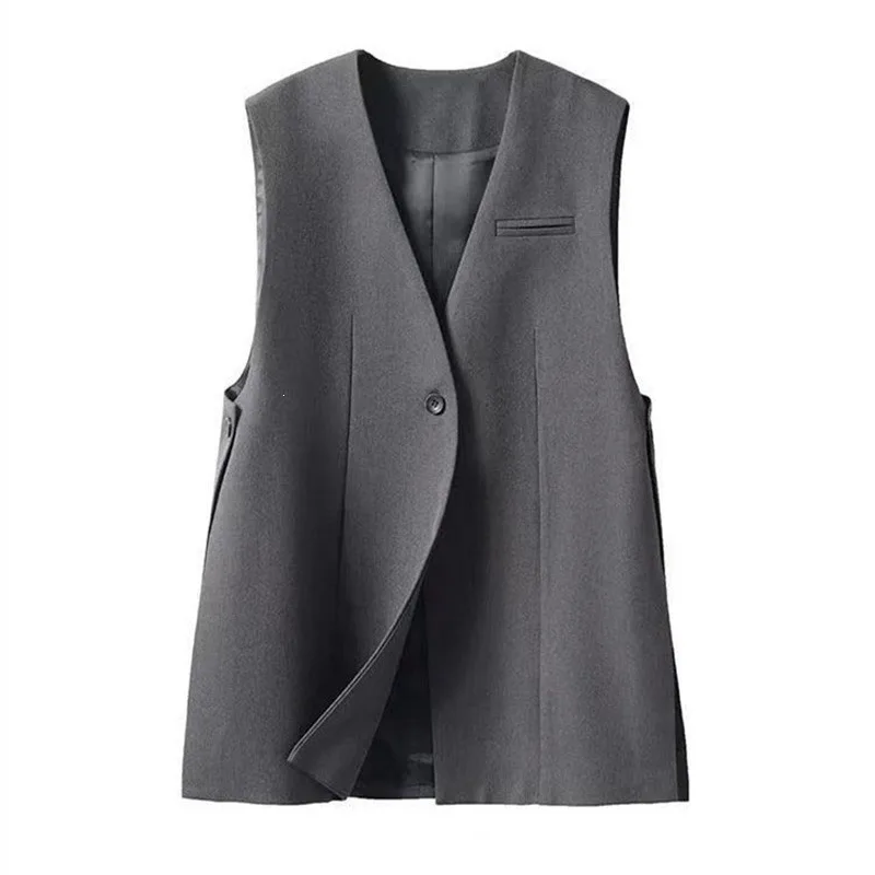 Women's Vest Jacket 2026 Korean New Fashion Spring Autumn Sleeveless Jacket Suit Vest Femme Blazer Waistcoat Tops Chaleco Mujer