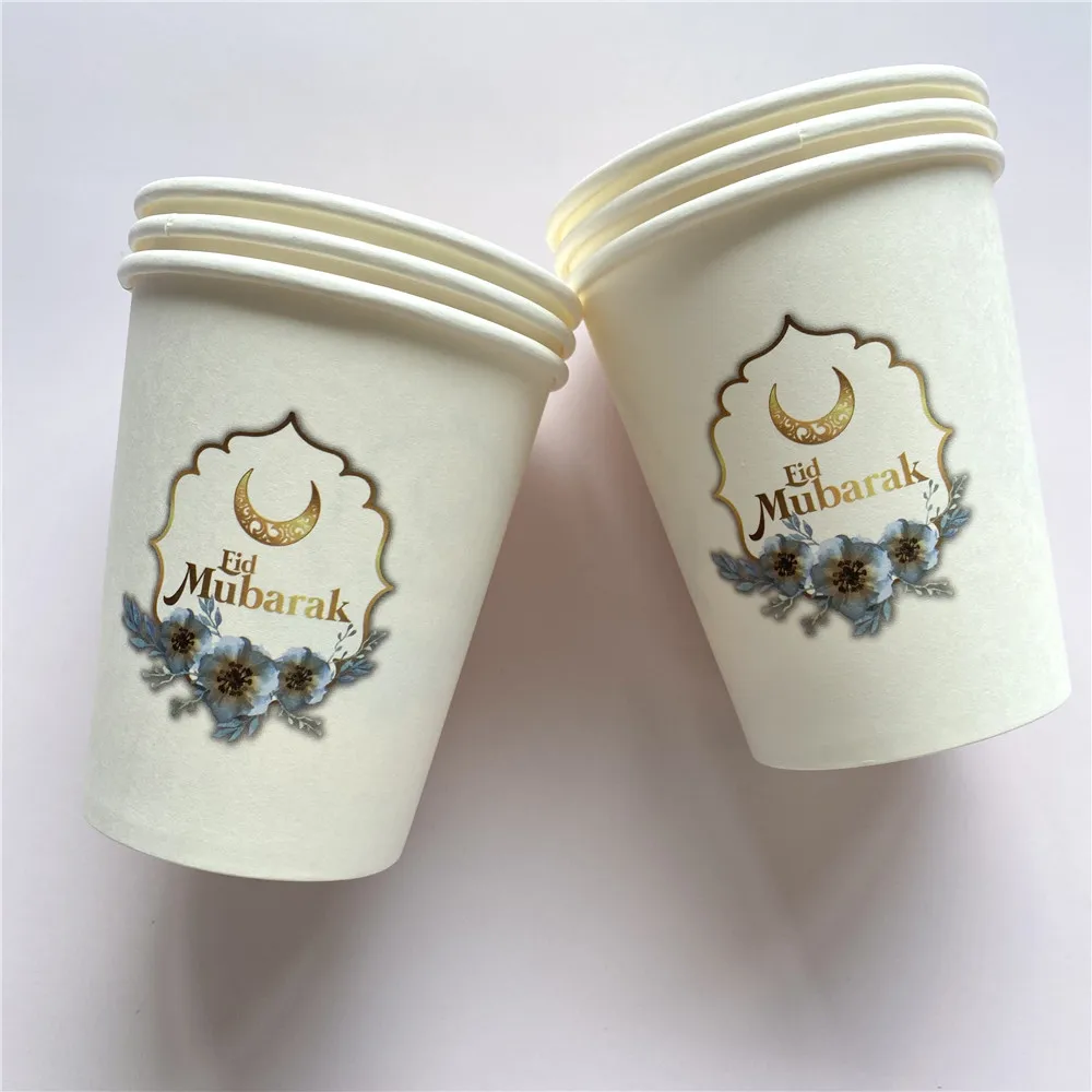 EID Mubarak Disposable Tableware Paper Plate Cup Napkin Ramadan Mubarak Muslim Islamic Festival Party DIY Decoration Supplies