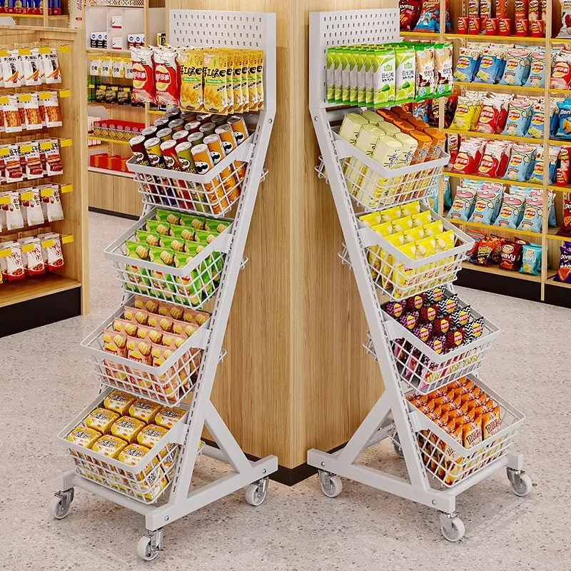Supermarket shelves Multi-layer shelves Commercial snack racks Convenience stores Small food and beverage display racks Cart