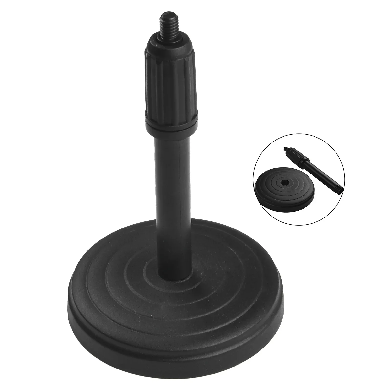 Microphone Holder Base Plastic Adjustable Height Desktop Microphone Stand Phone Holder Mic Bracket Round Base With Lifting Rod