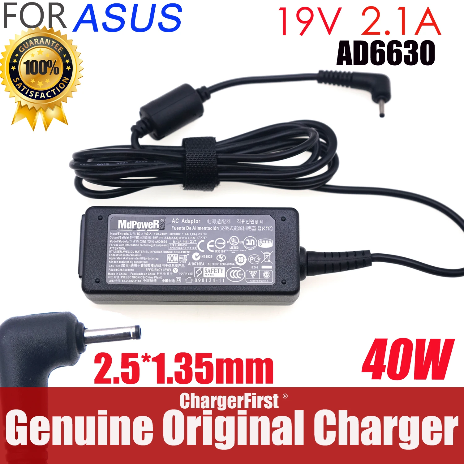 AD6630 19V 2.1A  For ASUS EeePC laptop AC adapter X101CH T101H 1005HA 1005PE 1201AC 1001HA 1001PX 2.5*0.7mm charger