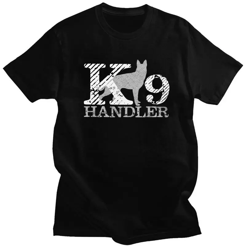 Custom K9 Handler Dog T Shirt Men Short-Sleeve Belgian Malinois T-shirt Summer Tee 100% Cotton Oversized Tshirt Merchandise