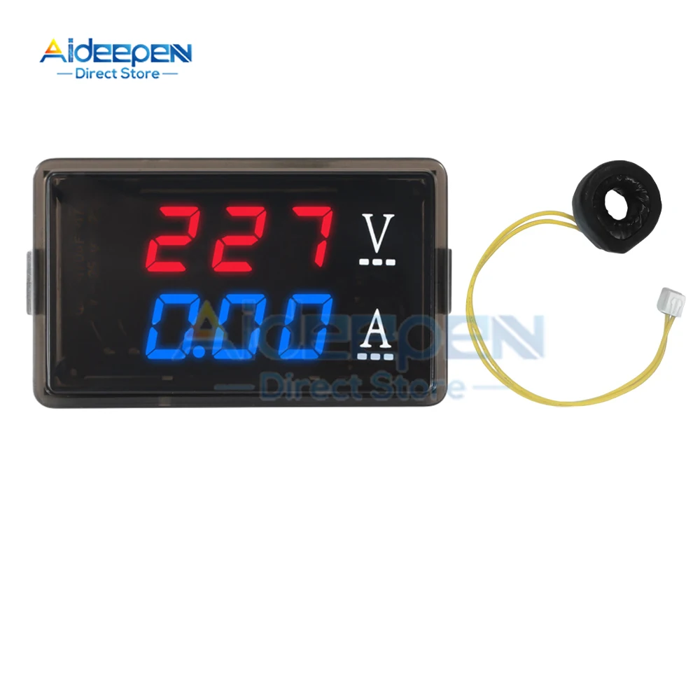 High Quality AC 70-480V 10A 100A Voltmeter Ammeter Blue + Red 0.56 inch LED Dual Digital Voltage Current Meter With Transformer