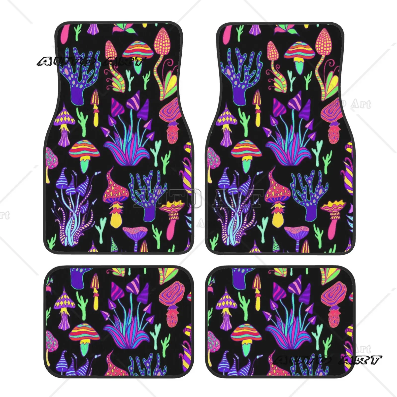 

Набор из 4-х предметов психоделических волшебных грибов, автомобильных ковриков, подходящих для всех автомобильных ковриков, как передние и задние ножки