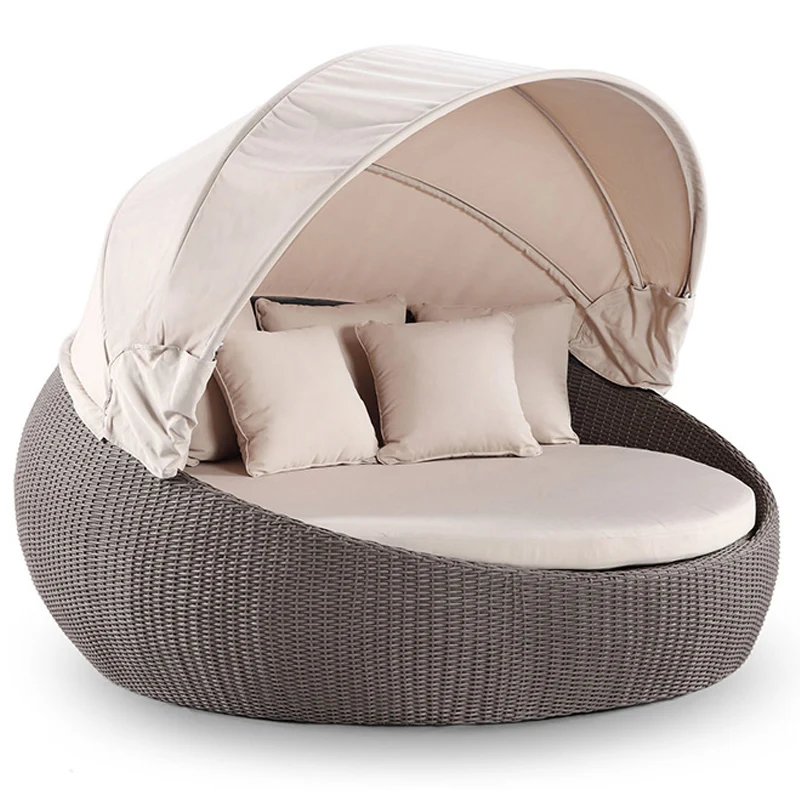 

Garden Round Double Sunbed Aluminium Lounger Beach Lounge Modern Day Bed Outdoor