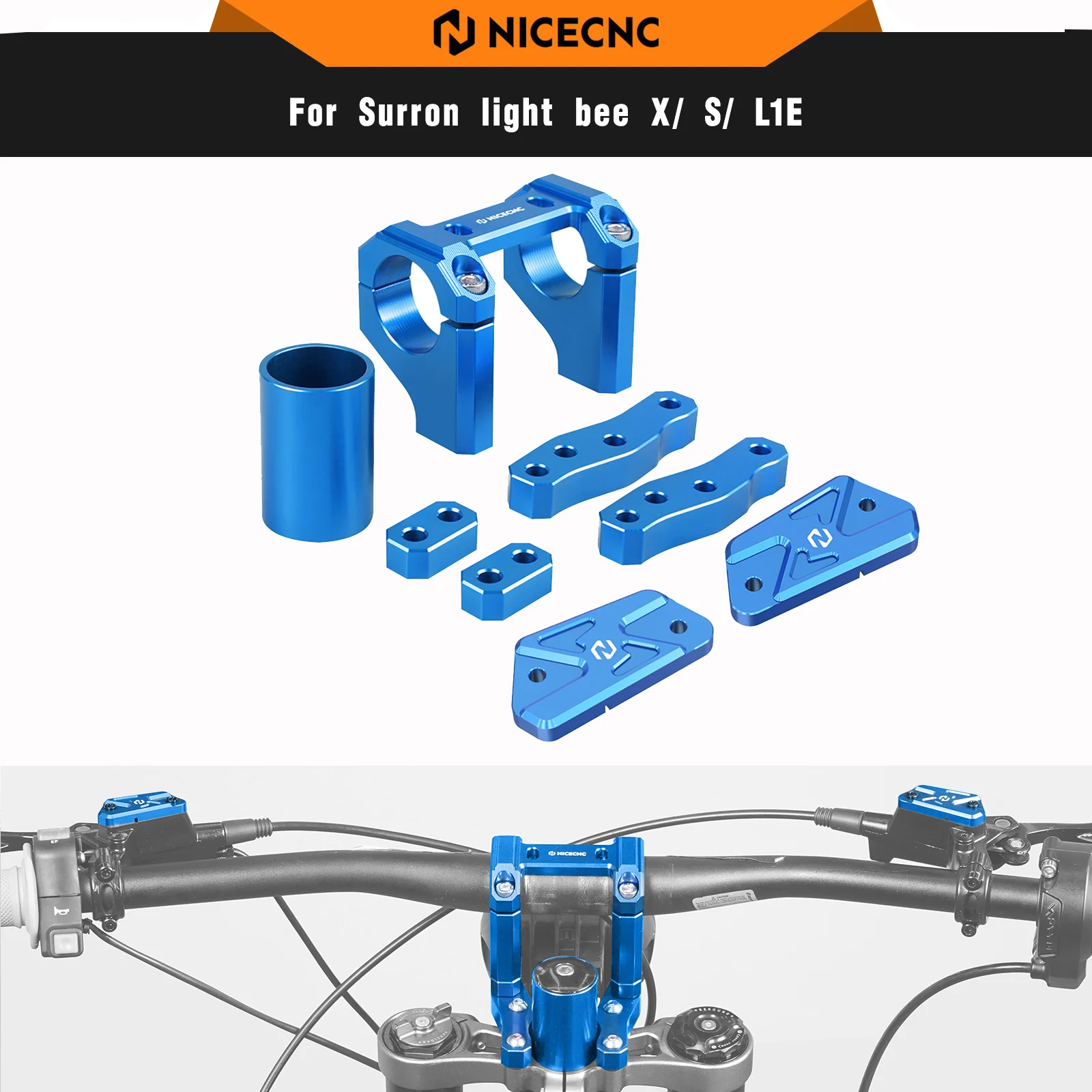 

Front Handlebar Bar Riser Mount Bracket & Front Rear Brake Reservoir Cover For Surron light bee X S L1E Segway X160 Segway X260