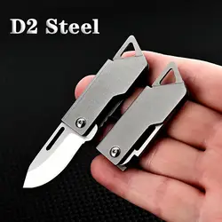 D2 Blade Stainless Steel Forming Knife Outdoor Camping Self Defense Emergency Survival Knife Folding Knife Portable Keyknife