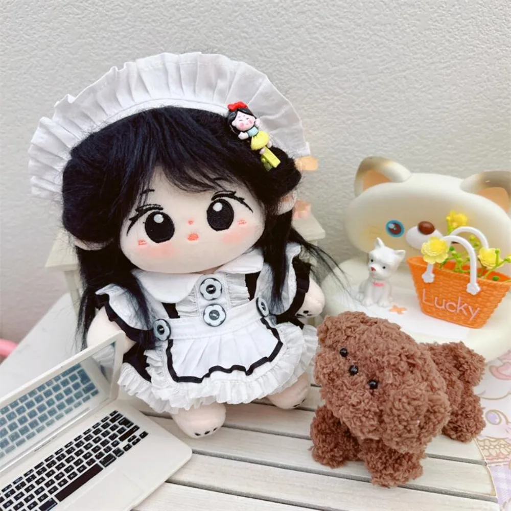 Maid Dress Cotton Doll Maid Skirt Headwear Princess Skirt 20cm Cotton Doll Clothes Dress Up Apron Idol Dolls Dress