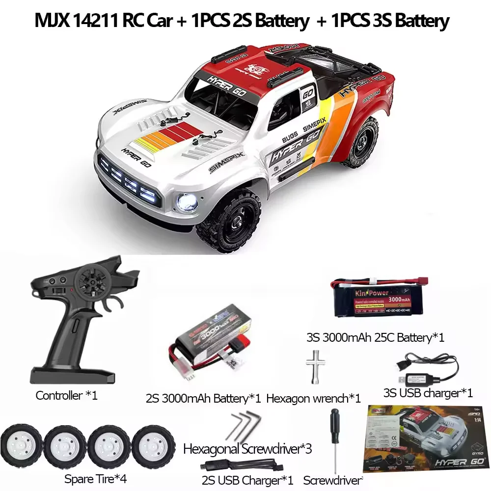 NIEUW MJX Hyper GO 14211 1/14 RC auto 2,4 GHz afstandsbedieningsmodel korte kaart 45A 70 km/u 4400KV borstelloze snelle vierwielaandrijving off-road woestijnkaart RTR jongen cadeau