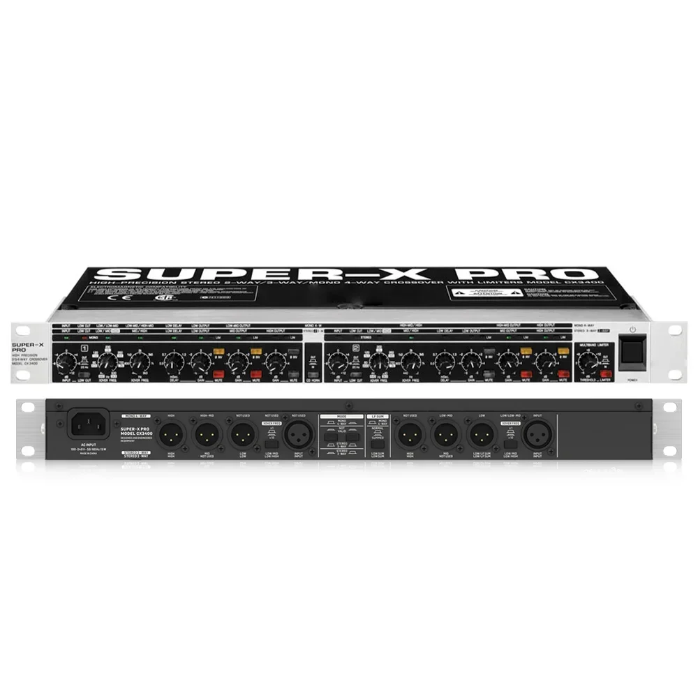 CX3400 High-Precision Stereo 2-Way/3-Way/Mono 4-Way Crossover with Limiters, Adjustable Time Delays and CD Horn Correction