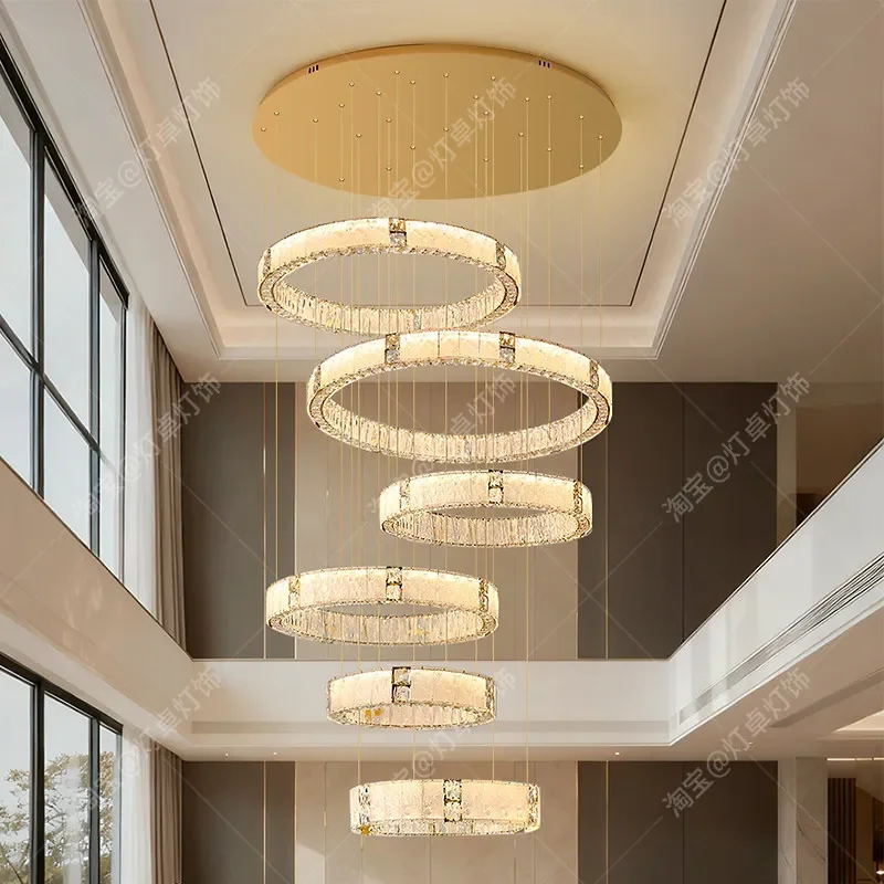 Luxury Crystal Chandelier for Villa Living Room Duplex Hotel Lobby High End Atmospheric Creative Glazed Pendant Light Fixture