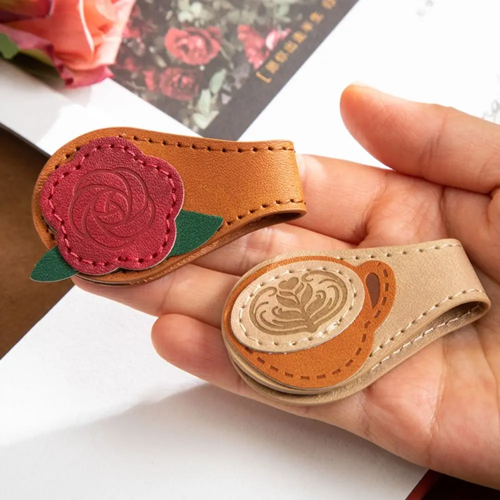 

New Coffee Rose Bookmark Double-Sided Magnetic Reading Book Clip Gift DIY Pagination Mark School Office Supplies