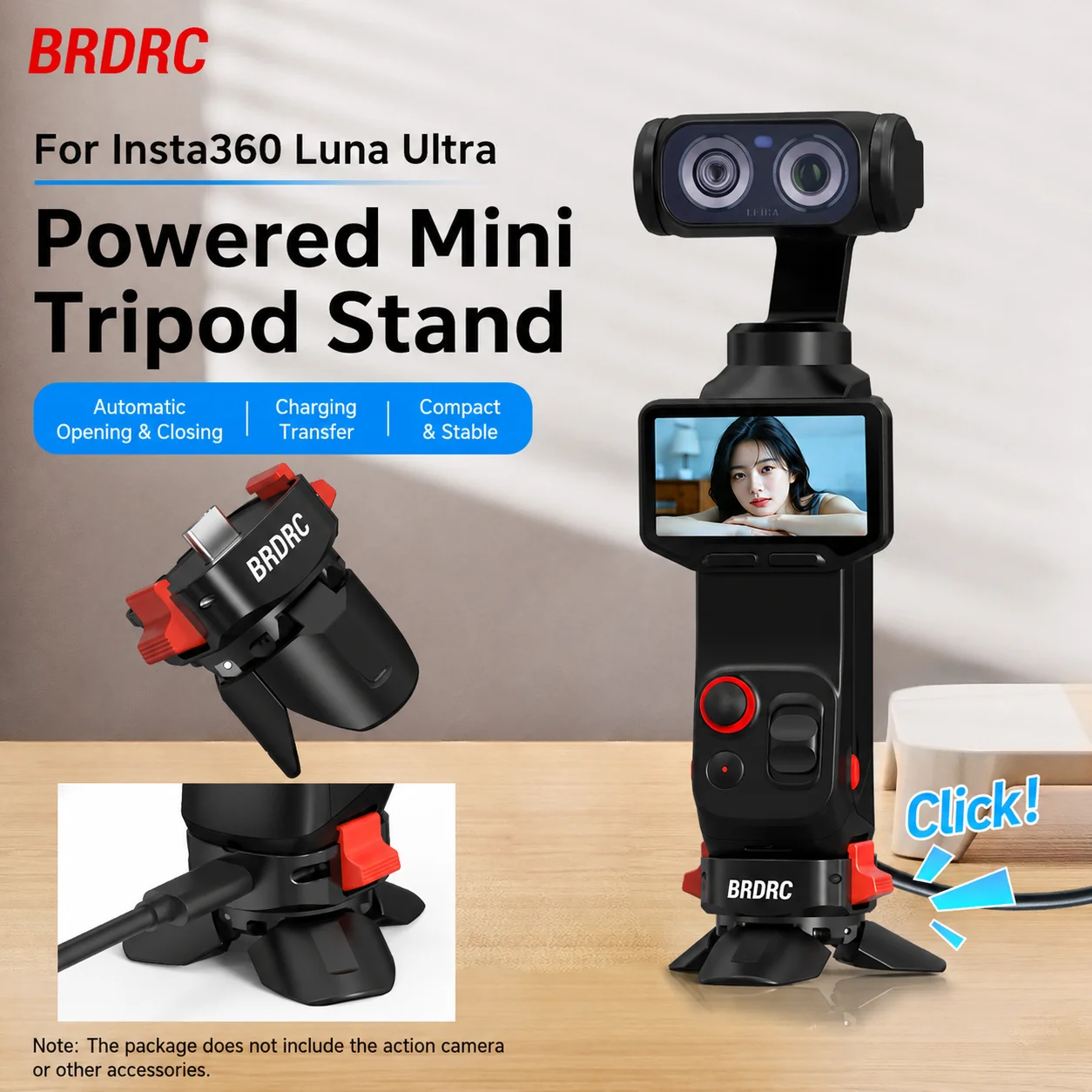Магнитная зарядная база-мини-трипод для Insta360 Luna Ultra, настольный держатель Type-C, быстрая зарядка, передача данных, аксессуар для видеоблогов