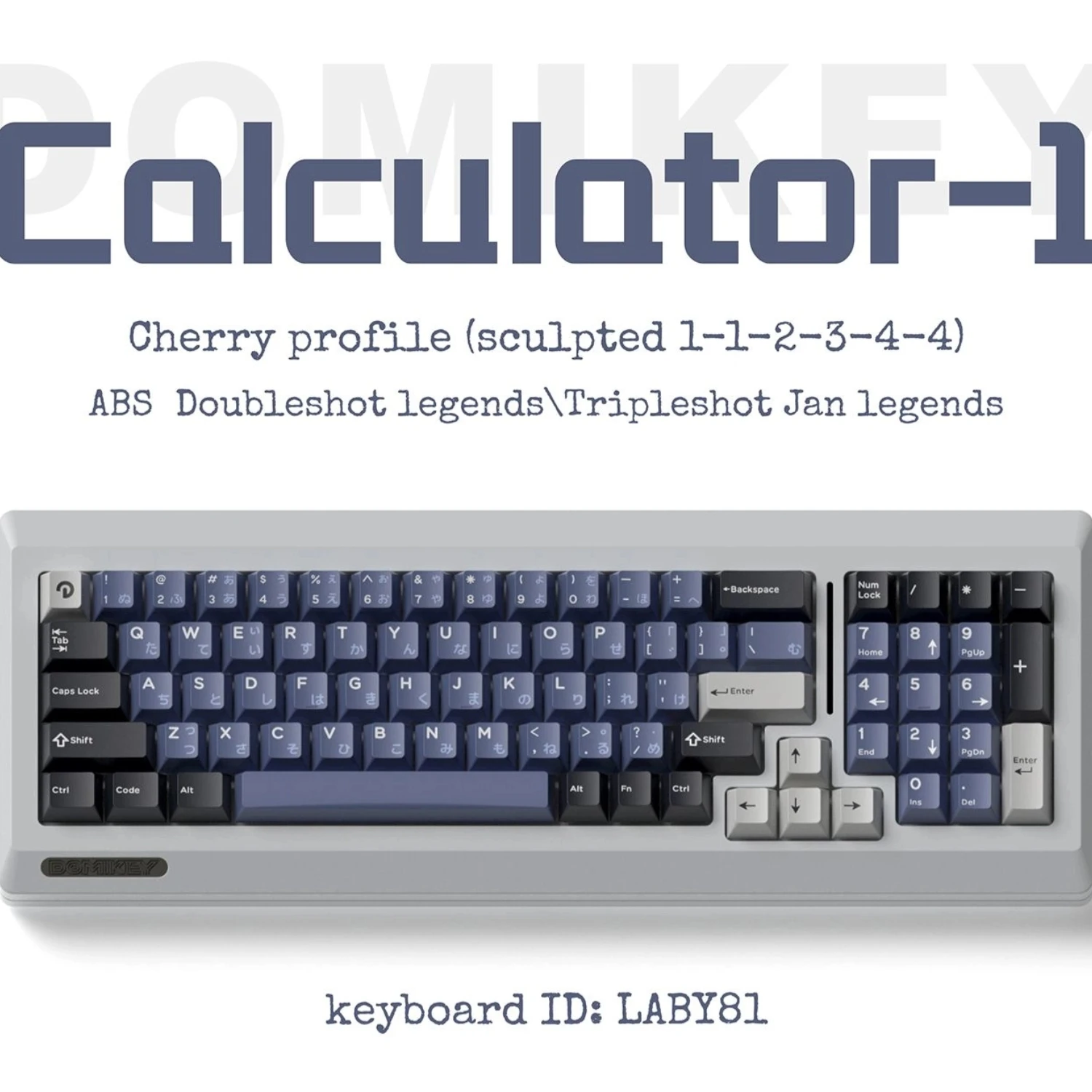 Domikey Calculator Keycaps ABS Double Shot Triple Cherry Height Blue Color for Mechanical Keyboard AULA F75 Ajazz Ak820 Pro Game