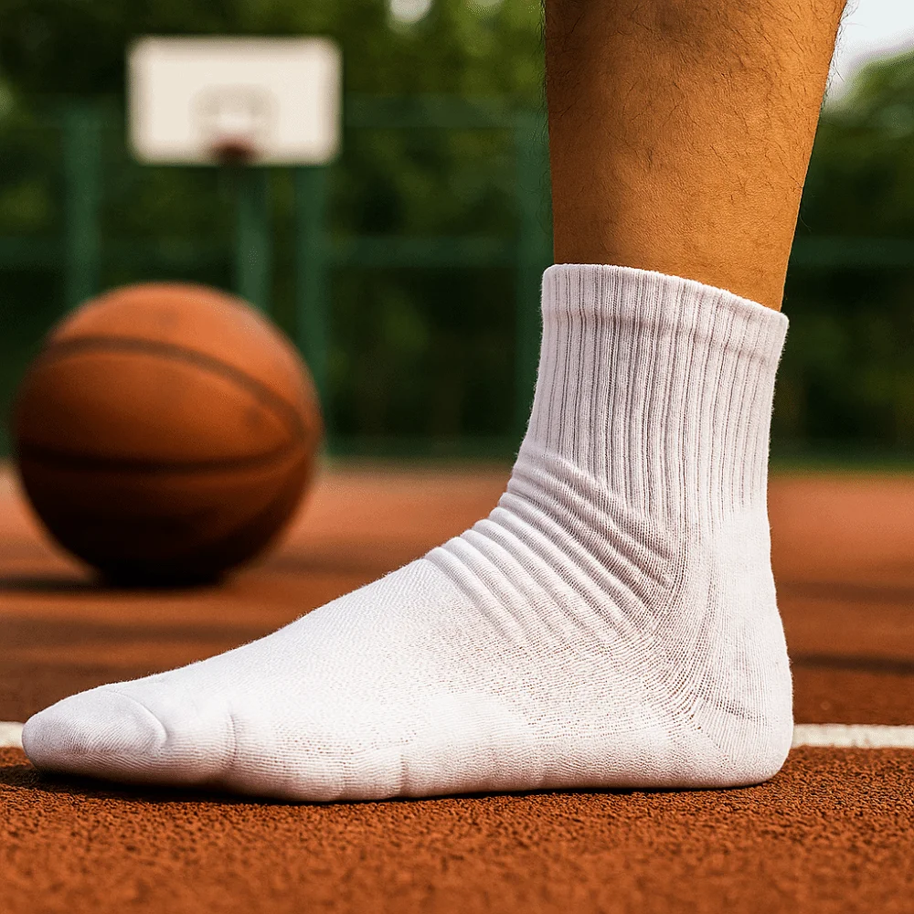 

6Pairs White and Black Basketball Crew Sock Breathable Thicken Compression Sock Non-slip Wear-resistant Mid-calf Sock Hiking