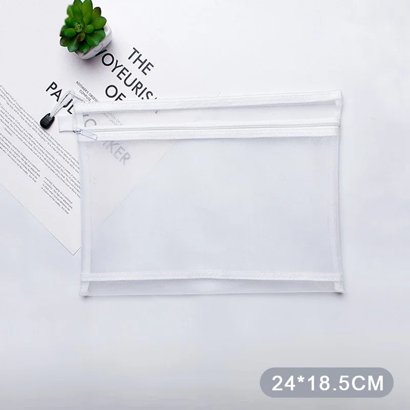 

A4/A5/A6-Sized Portable Double-Layer Mesh Zipper File Bag – Transparent Storage Solution for Student Documents, Office Files