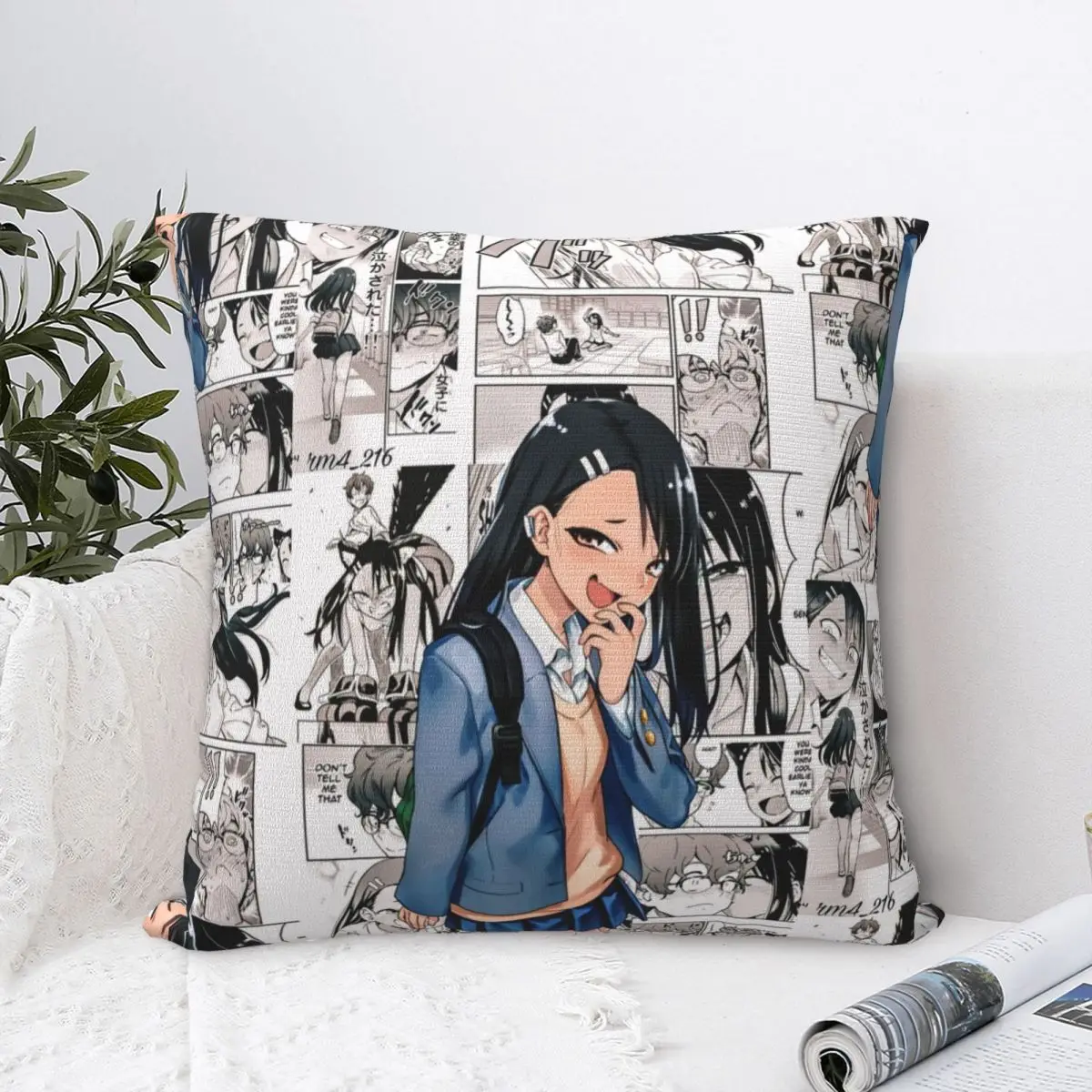 Don\'t Toy With Me Miss Nagatoro Pillowcase Merch Cushion Cover Gift The Queen of Torture Love Pillow Case Cover Home Multi-Size