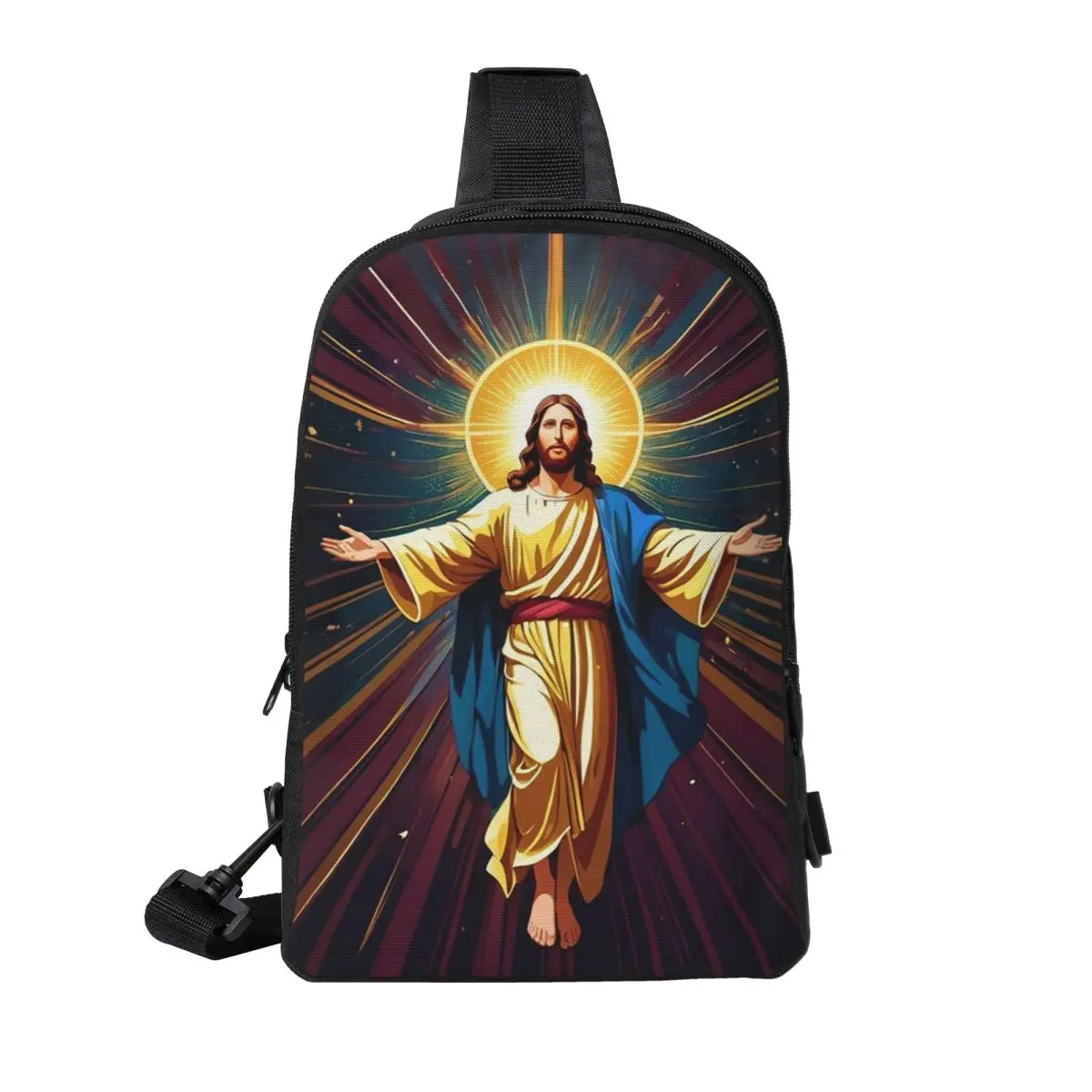

Catholicism Saints Jesus Mary Chest Bag Men Sling Crossbody Backpack Chest Bag Travel Hiking Daypack Shoulder Bag