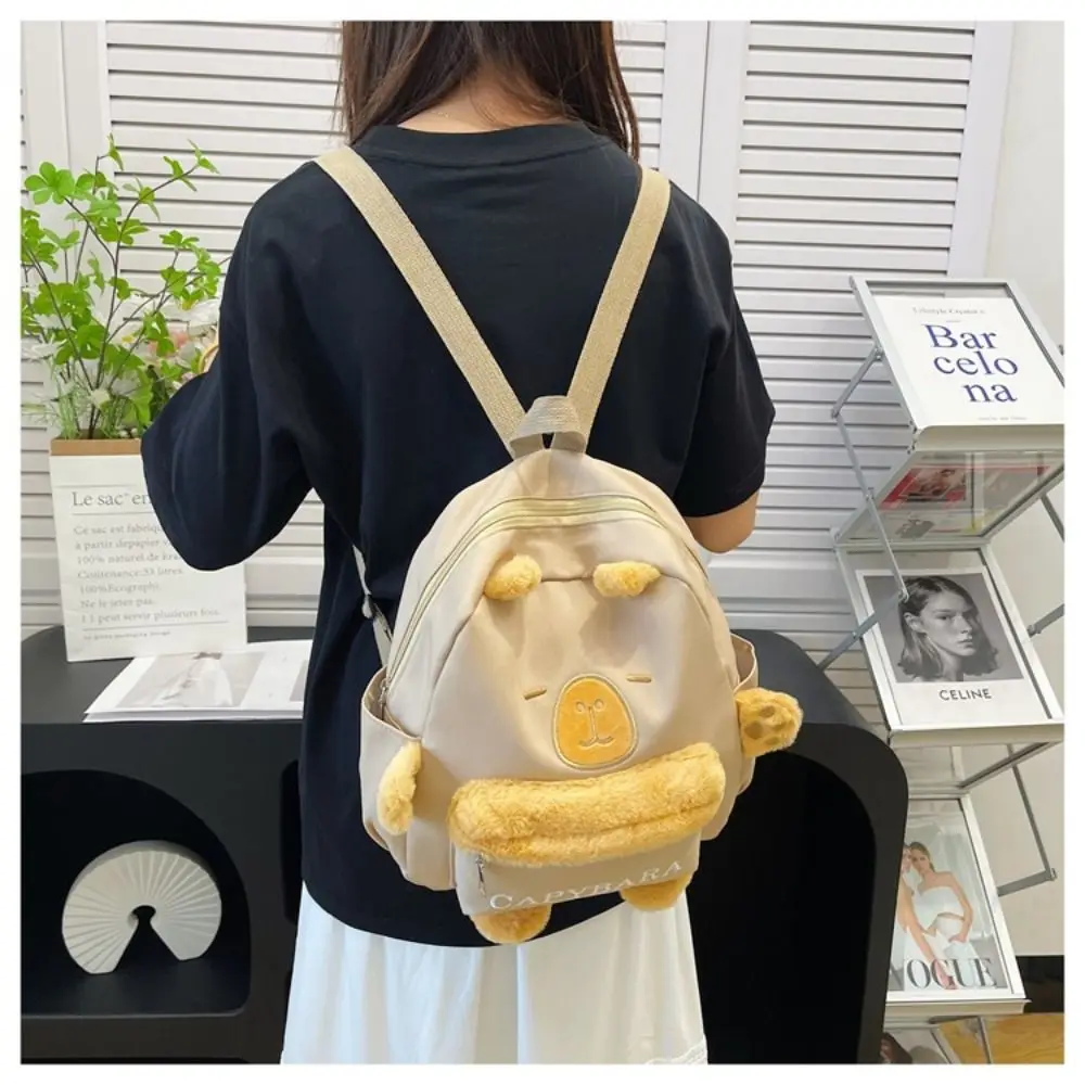 Guinea Pig Plush Bag Capybara Plush Backpack Large Capacity Cotton Cartoon Shoulders Bag Cute Fashion Capybara Plush Bag Couple