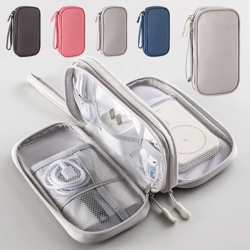 

Portable Double Layer Travel Portable Digital Product Storage Bag USB Data Cable Manager Earphones Mobile Power Storage Bag 1pcs