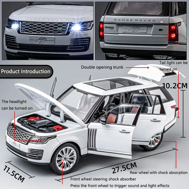 1:18 Simulato Grande Modello di Auto in Lega Suono e Luce Tirare Indietro Auto Giocattolo in Metallo Fuoristrada Collezione di Ragazzi Ornamenti Regalo