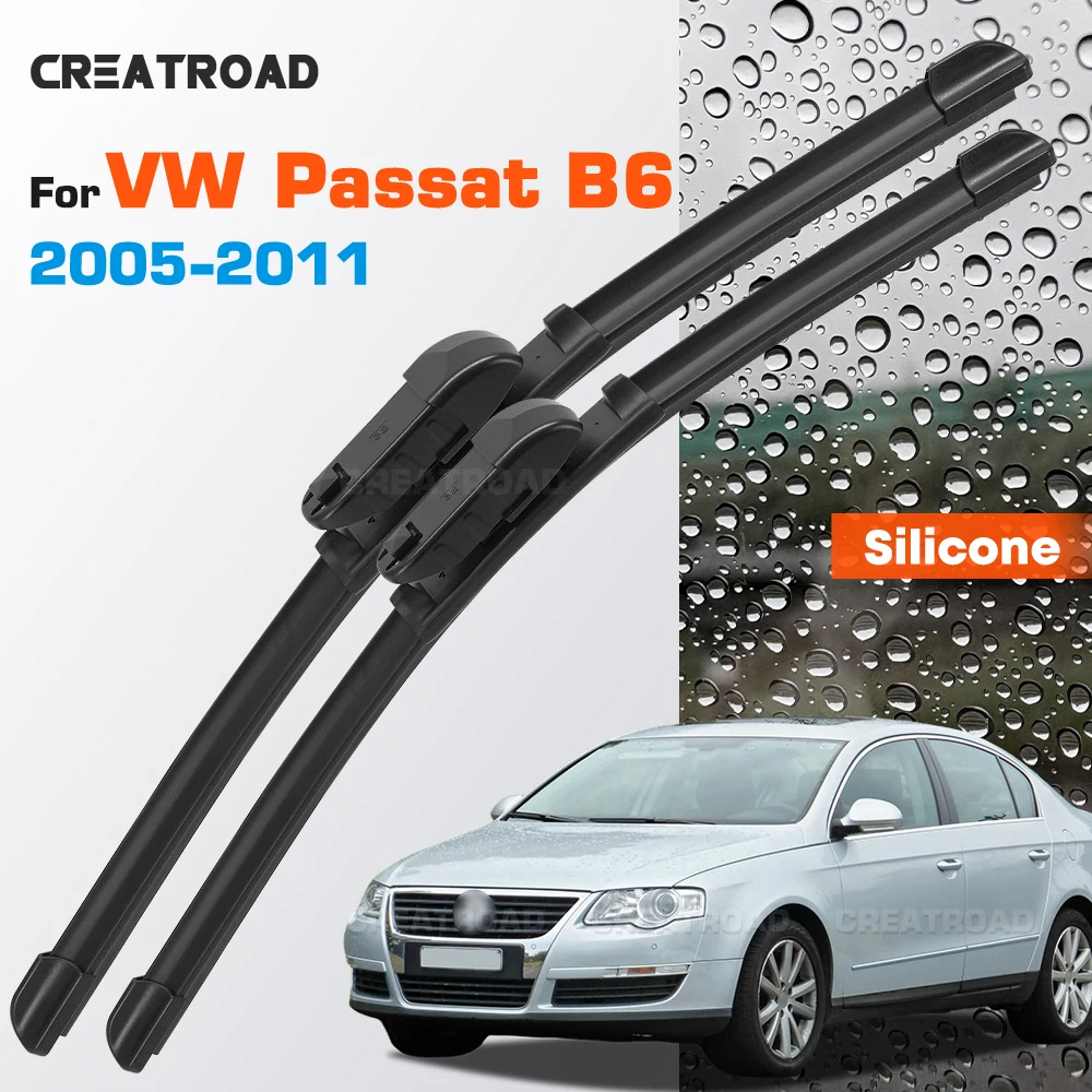 

Silicone Wiper Blades Fit For VW Passat B6 2005-2011 Coated Silent HD Wear-Resistant Car Windshield Wipers 24"+19"
