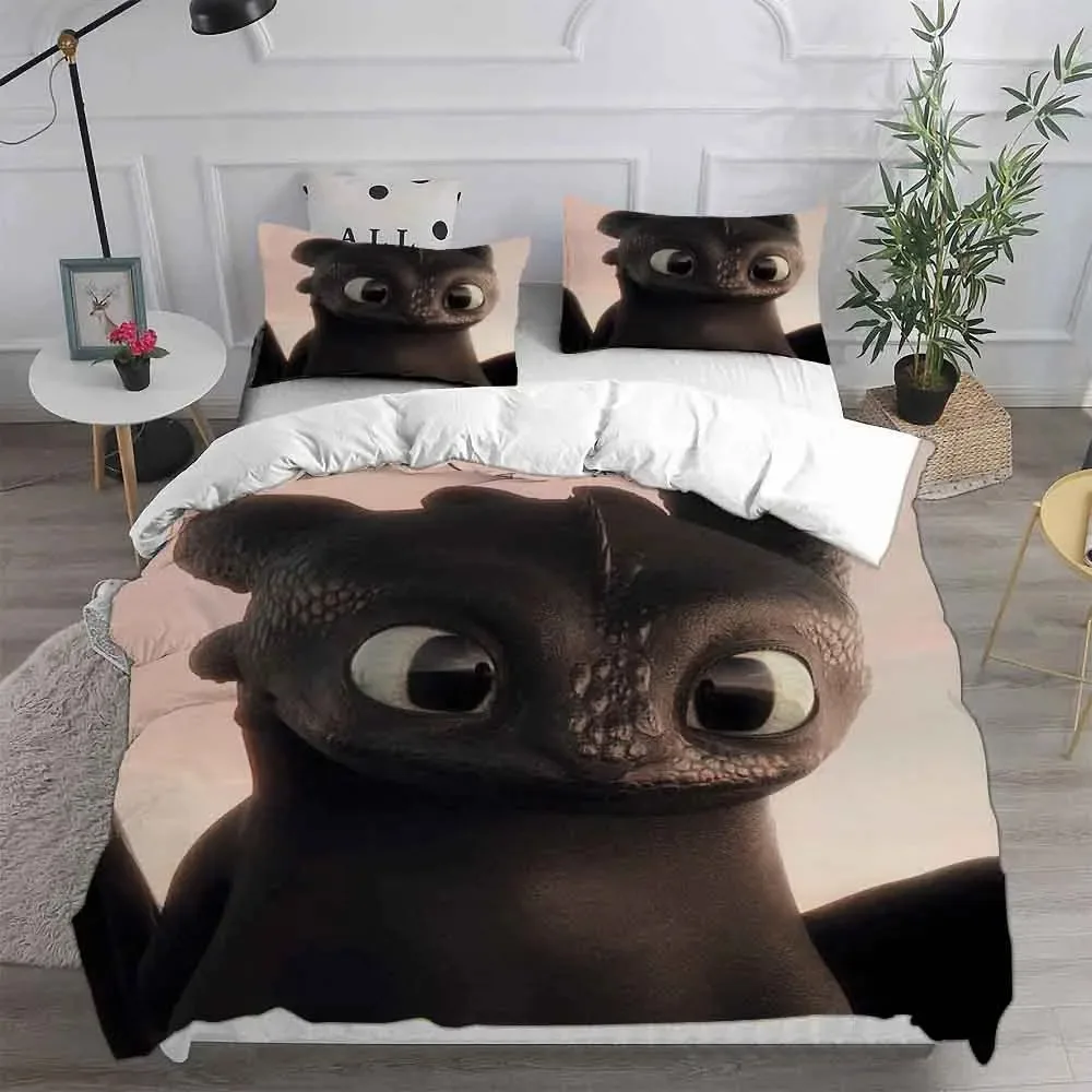 2026New Dragon Toothless Bedding Sets Comforter Quilt Bed Cover Duvet Cover Pillow Case Kids Adult Size Home Textiles