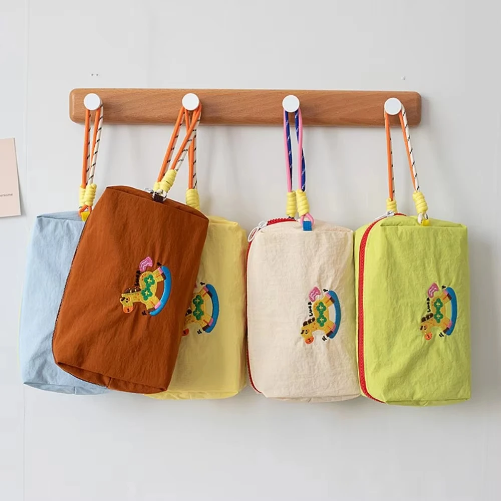Embroidered Storage Bag Colorful Nylon Makeup Bag Korean Ins Bag Korean For Handbag Phone Holder Travel