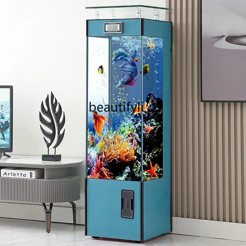 

Vertical Fish Tank Living Room Aquarium Floor-Standing Household Automatic Light Luxury Change Water