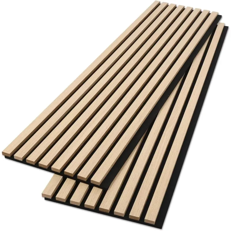 Interior Decoration Recyclle Natural Oak Veneer Panel Strips Wood Soundproof Wallboard MDF