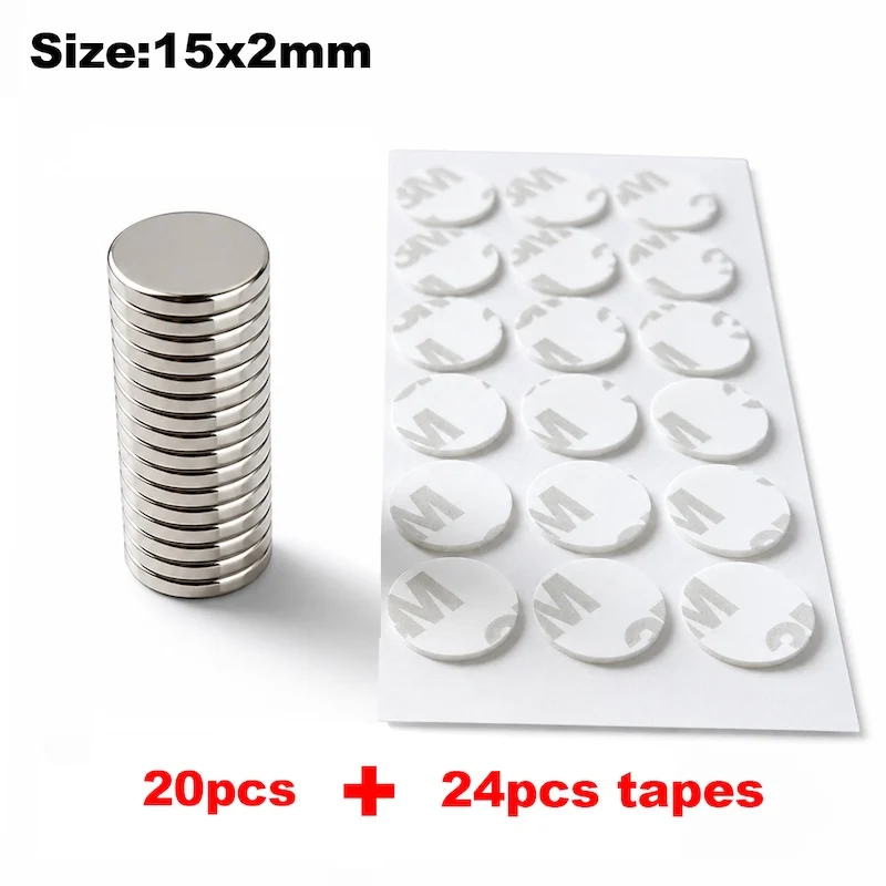 10/12/15/20mm Starke Magnete mit Doppelseitigem Klebeband Runde Permanente Leistungsstarke Neodym-Scheiben für Kühlschrank Basteln Aufkleber