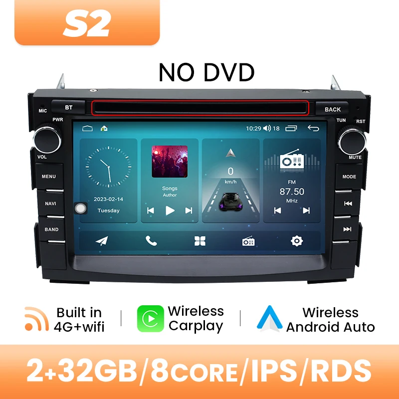 Android 14 Draadloze Carplay Autoradio Speler Voor Kia Ceed 2010 2011 2012 Venga Stereo GPS Touchscreen Autoradio multimedia